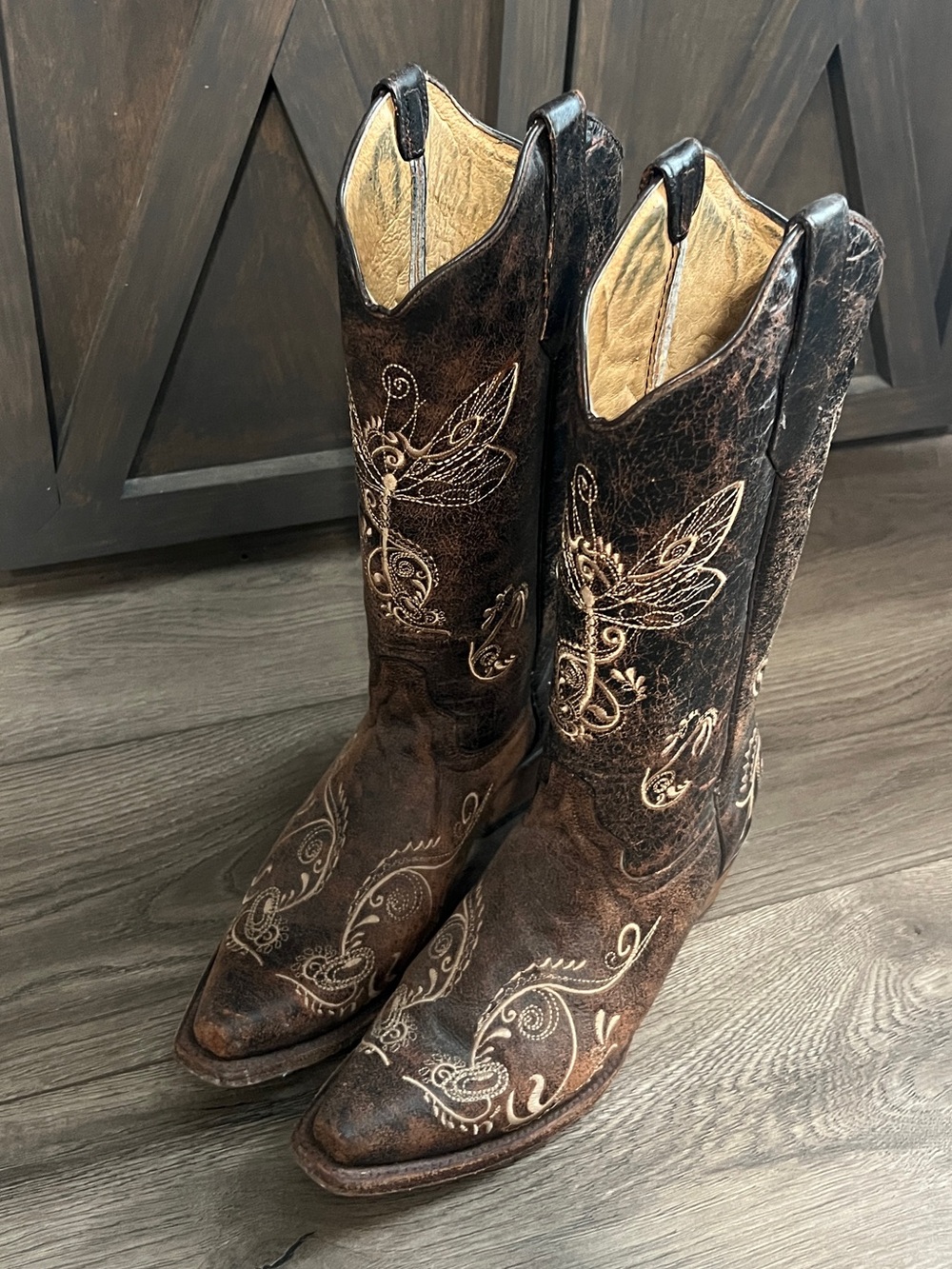Circle G Cowgirl Boots Brown Embroidered Pointed Toe Western Boot